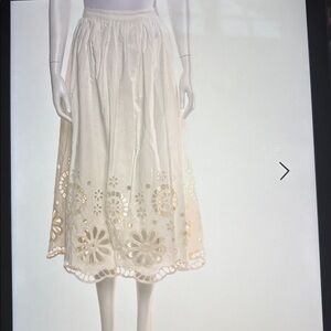 White Embroidered Eyelet Midi Skirt the great